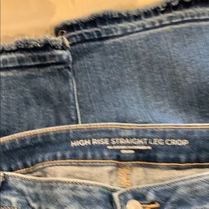 Chico's High Rise Blue Jeans with Distressed Details